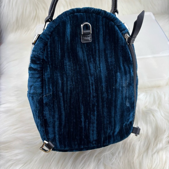 Kate Spade Briar Lane Quilted Crushed Velvet mini Midnight Blue Backpack - Picture 2 of 12